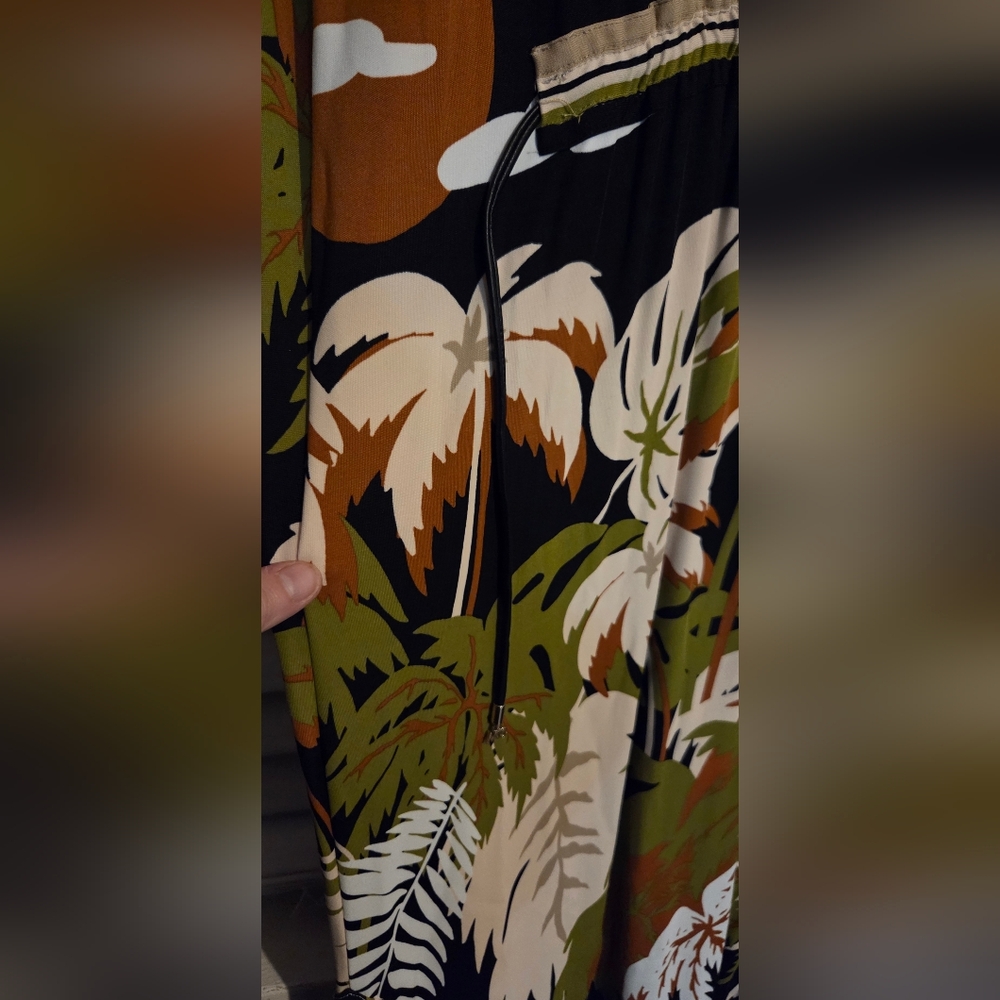 Marc Cain Deep Olive Tropical Print Loose Fit Midi Dress EUC Size N3 / 8 - Picture 10 of 16